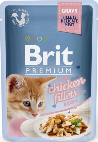 Brit Premium пауч д/котят GRAVY кусочки куриного филе в соусе 85г