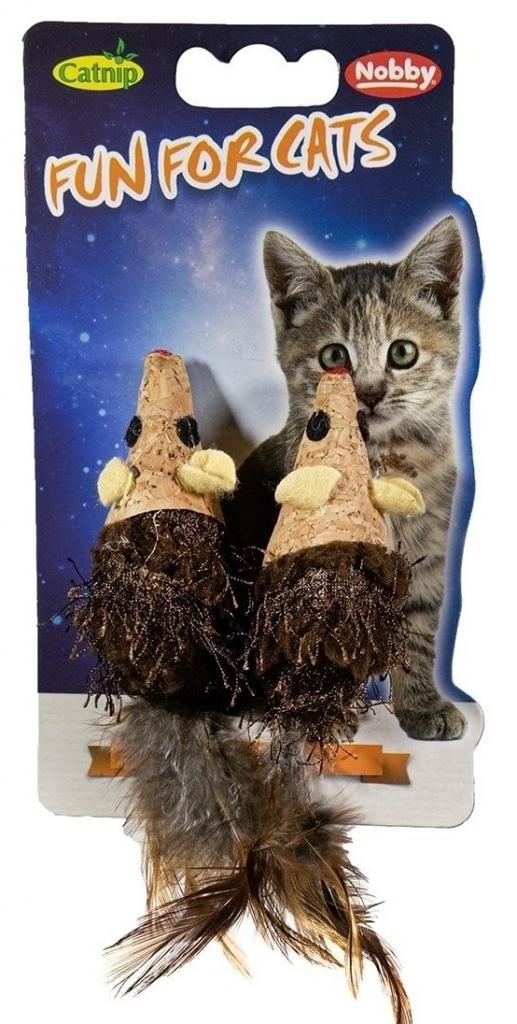 Игрушка для кошек МЫШКА ПРОБКОВАЯ 7см 2шт/упк