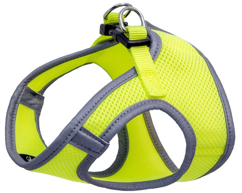 Шлейка-жилетка и поводок, неон-желтый, со светоотр.элем 35см р-р S
