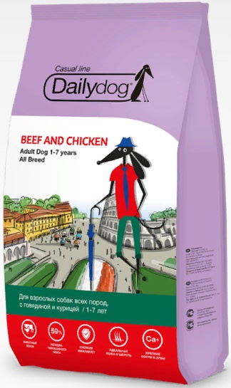 Dailydog Casual line ADULT ALL BREED корм для взрослых собак всех пород с говядиной и курицей
