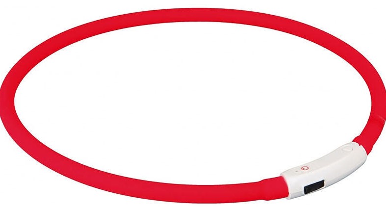 Мигающее кольцо д/собак USB, M-L, 45см/4 7 мм нейлон розовый