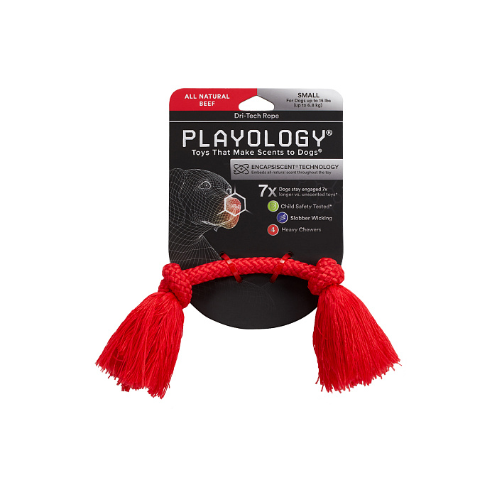 Playology жевательный канат DRI-TECH ROPE с ароматом говядины, маленький, красный