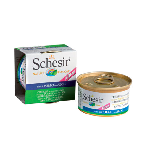 Schesir консервы для котят Цыпленок/алоэ 85г