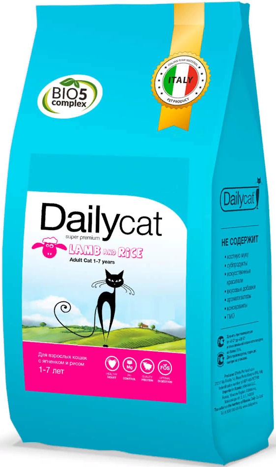Dailycat ADULT корм для взрослых кошек с ягнёнком и рисом