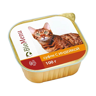 Био Меню 79550 кон.д/кошек суфле с Индейкой 100г