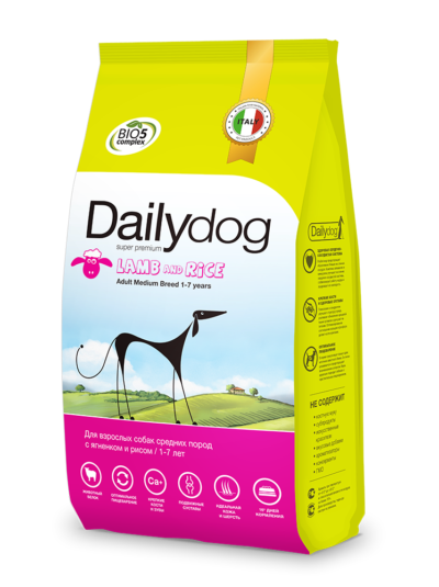 Dailydog ADULT MEDIUM BREED корм для взрослых собак средних пород с ягненком и рисом