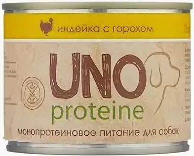 Корм консервированный для собак UNO индейка с горохом 195 г