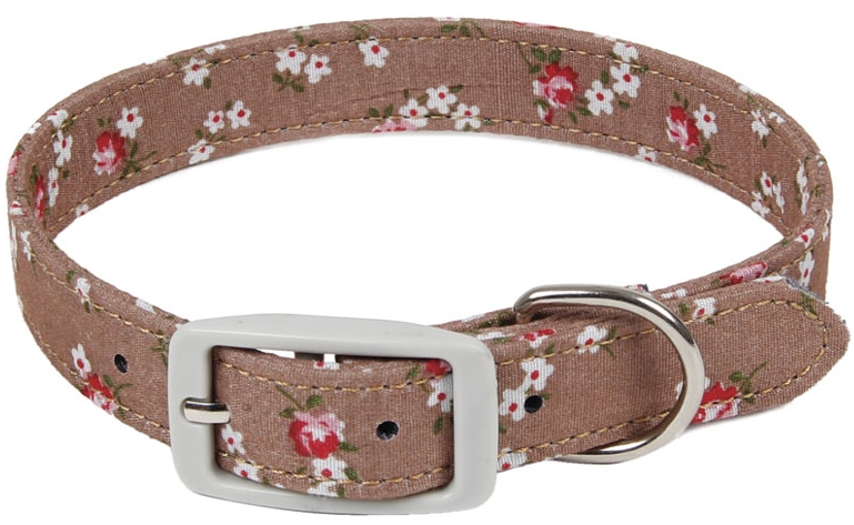 Ошейник для собак "Цветочки" M бежевый 20*280-370 мм