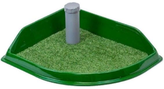 Туалет со столбиком угловой Дарэлл, серия "Рокки" д/собак мелких пород с искусств.травой 50*43см