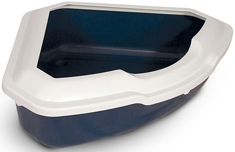 Туалет CT03 для кошек угловой с бортом, цвет в ассортименте, 565*425*150мм