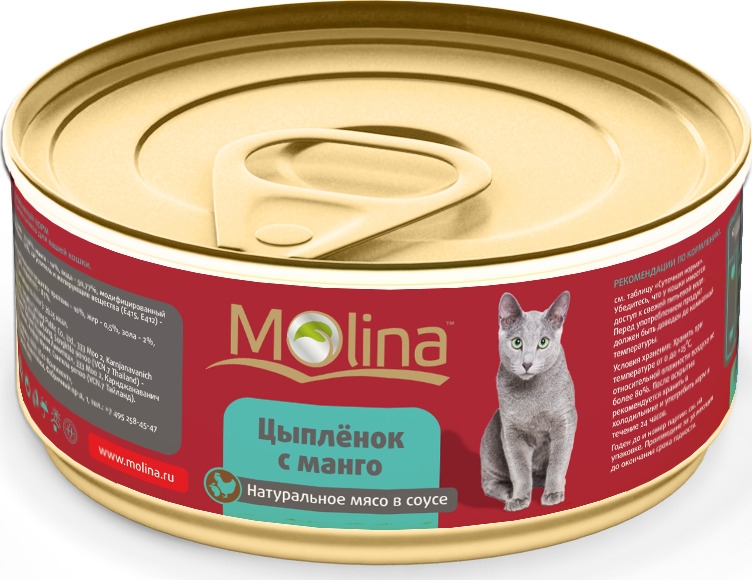MOLINA консервы для кошек "Цыпленок с манго в соусе" 80г
