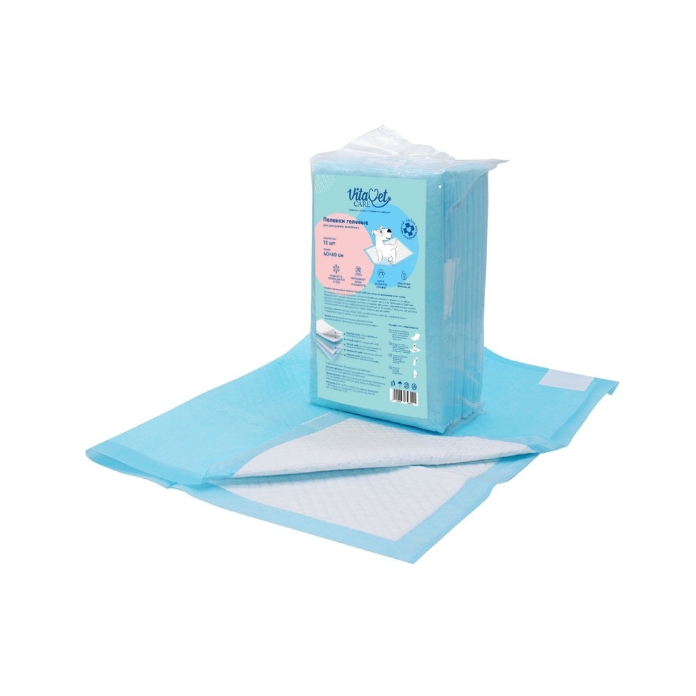 Подстилки впитывающие с фикс полосками VitaVet light 60*40 12 шт