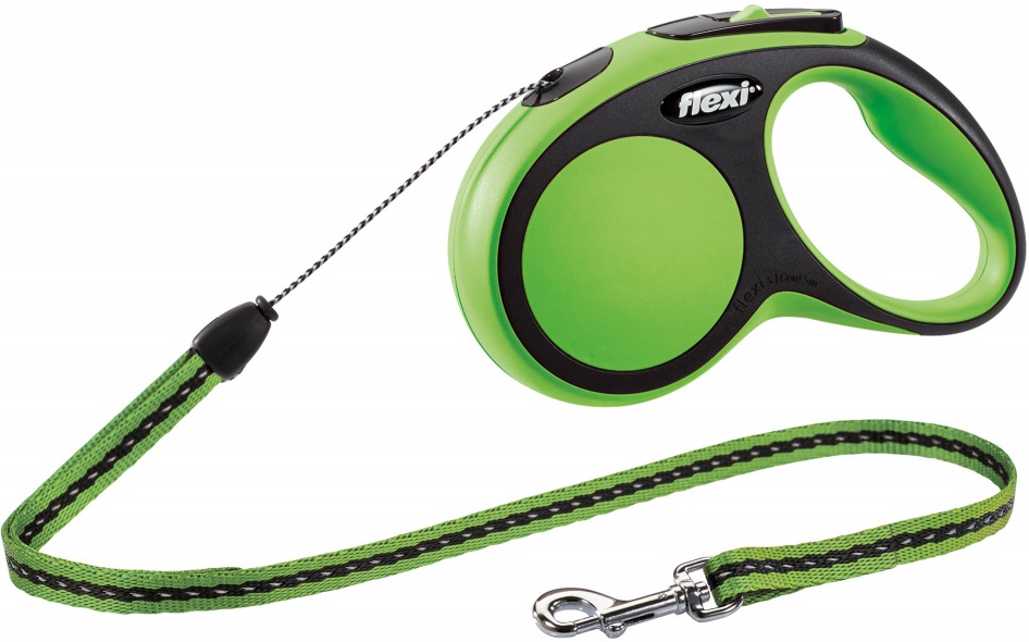 Рулетка FLEXI New Comfort M (до 20кг) трос 5м, зелёная
