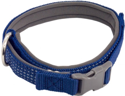 Ошейник нейлон Премиум светоотражающий 15мм*26/40см синий