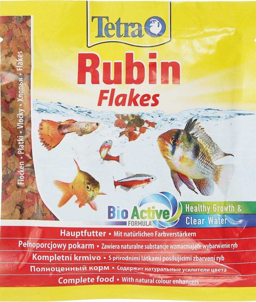 TetraRubin Flakes корм в хлопьях для улучшения окраса всех видов рыб 12г (пакет)