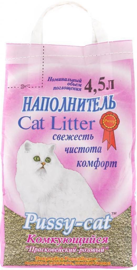 Наполнитель ПУСИ КЭТ комкующийся розовый 4,5л