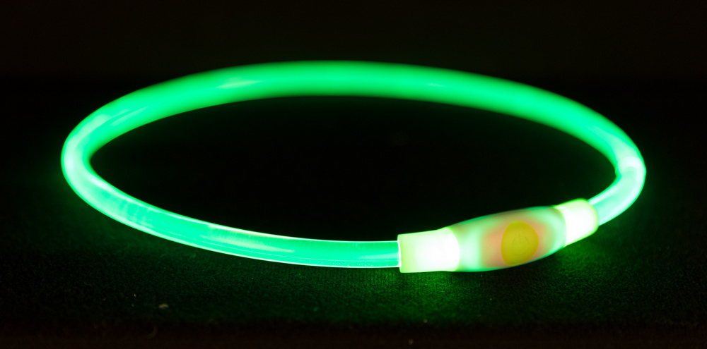 Мигающее кольцо для собак USB, S–M: 40 см/ф 8 мм, пластик, зеленый