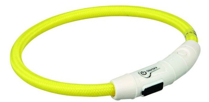 Мигающее кольцо для собак, M-L, 45см/ф 7мм, нейлон, желтый USB