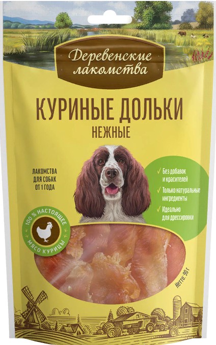 Деревенские лак-ва д/собак Куриные дольки нежные 90г