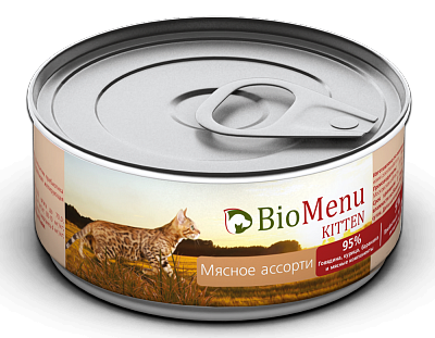 Био Меню 74121 кон.д/котят паштет Мясное ассорти 100г