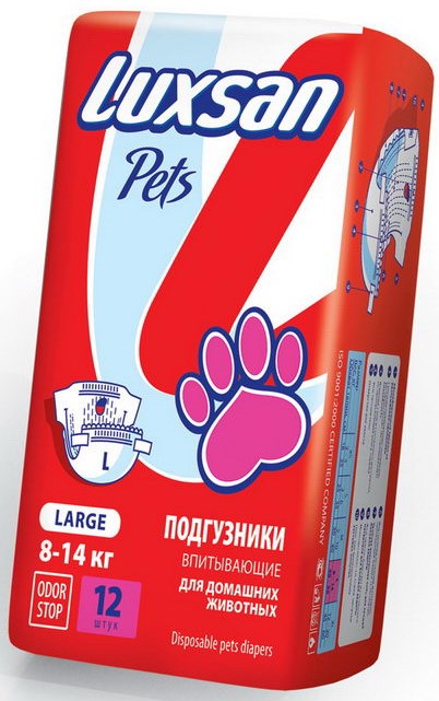Подгузники LUX SAN Premium д/ж Large 8-14кг №12/12шт