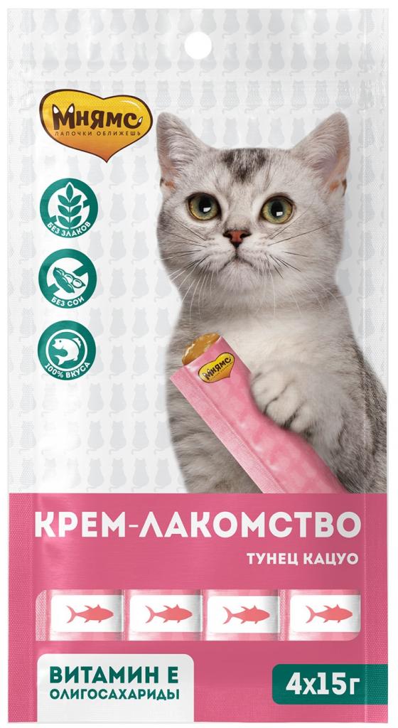 Мнямс Крем-лакомство для кошек с тунцом Кацуо 15гх4шт