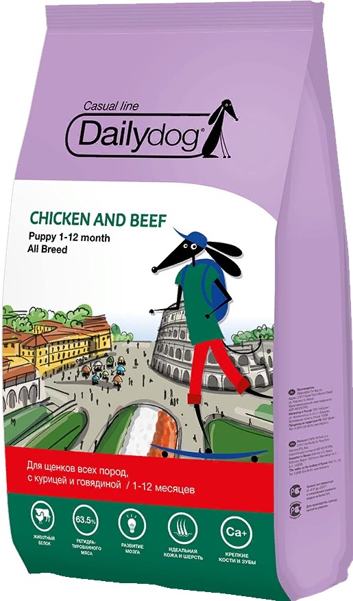 Dailydog Casual line PUPPY ALL BREED корм для щенков всех пород с курицей и говядиной