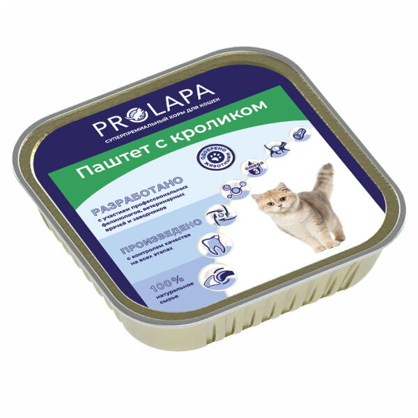 Prolapa Premium 100 г ламистер полнорационный консервированный корм паштет с кроликом для кошек 1х16