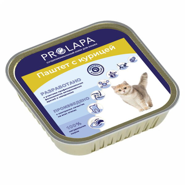 Prolapa Premium 100 г ламистер полнорационный консервированный корм паштет с курицей для кошек