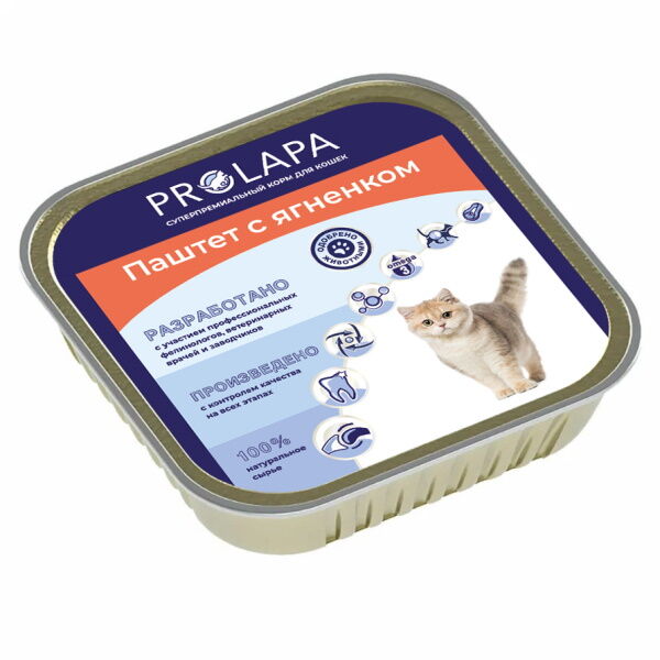 Prolapa Premium 100 г ламистер полнорационный консервированный корм паштет с ягненком для кошек 