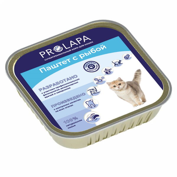 Prolapa Premium 100 г ламистер полнорационный консервированный корм паштет с рыбой для кошек