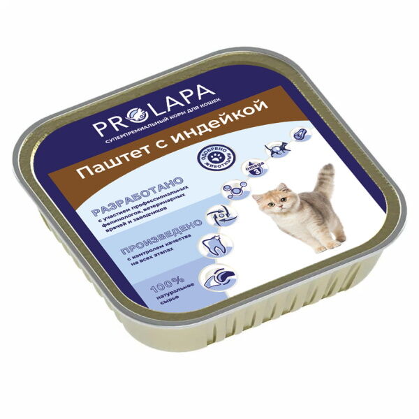 Prolapa Premium 100 г ламистер полнорационный консервированный корм паштет с индейкой для кошек 