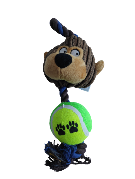 Веревочная игрушка с мячом для собак Чистый котик 30см